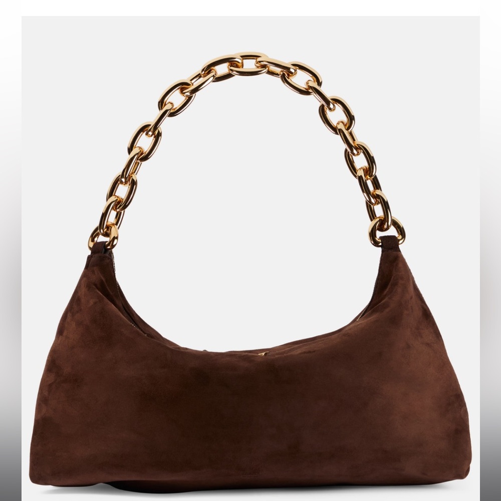 KHAITE Chocolate Suede Bag with Gold Chain - Picture 5 of 9